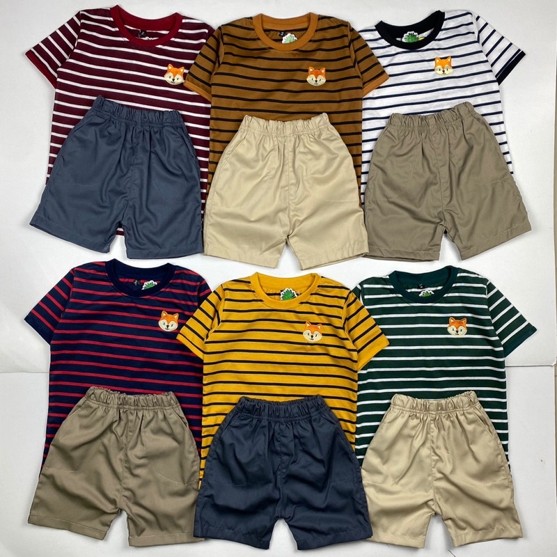 Pineapple Stelan Pendek Anak Stripes Premium Baju Pergi Anak 24810