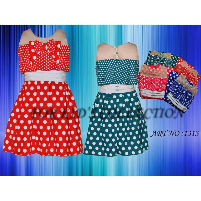 Dress Fashion Anak Perempuan Moscreepe Motif Polkadot