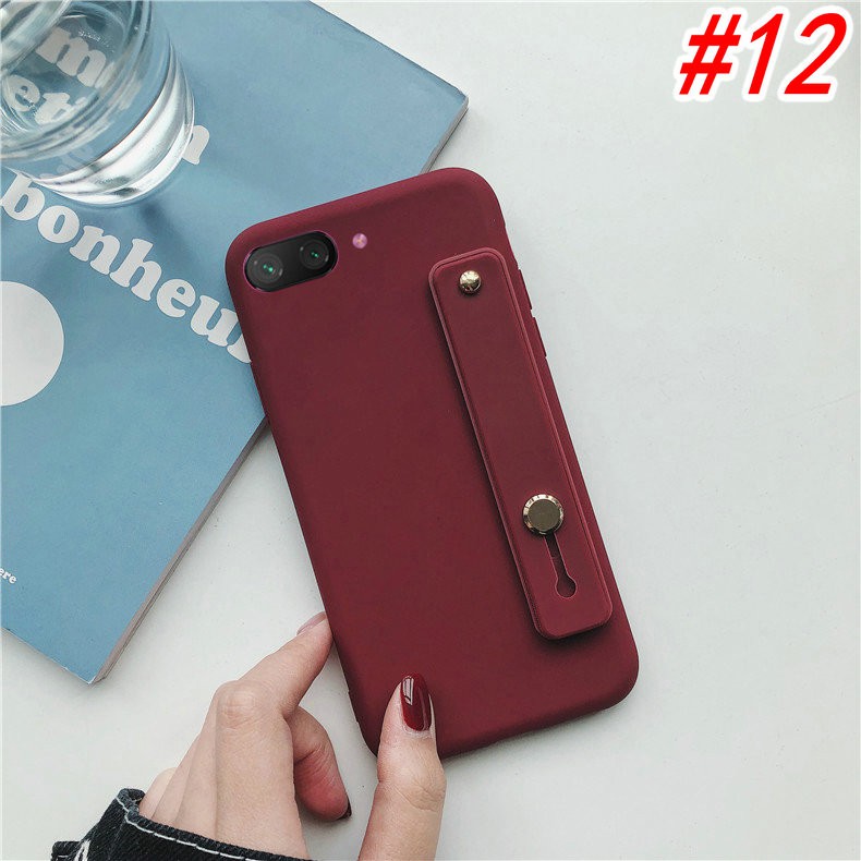 Casing Huawei Y9 Y7 Y6 Y5 P30 Nova 2 2i 3i 5T Honor 7S 7A 8A Lite Pro Prime 2018 2019 Candy solid color Frosted feel Soft Case Cover+Wristband-5