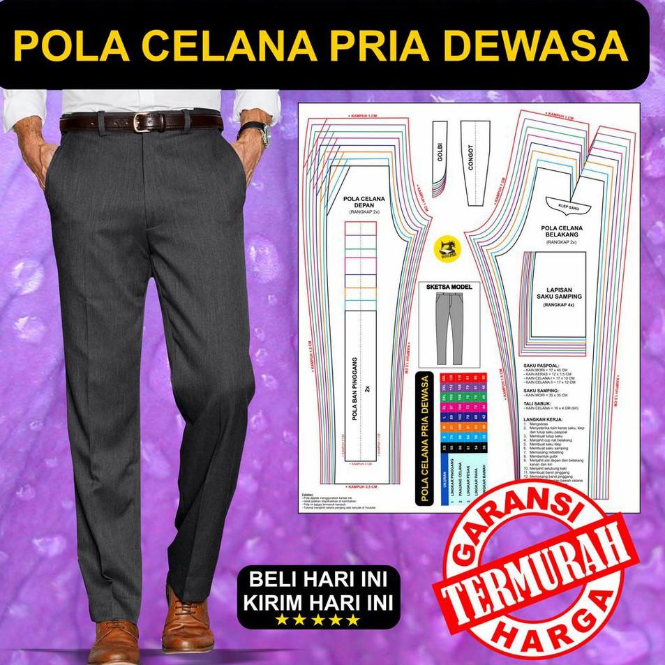 Sudah READY.. POLA JIPLAK CELANA PANJANG PRIA DEWASA