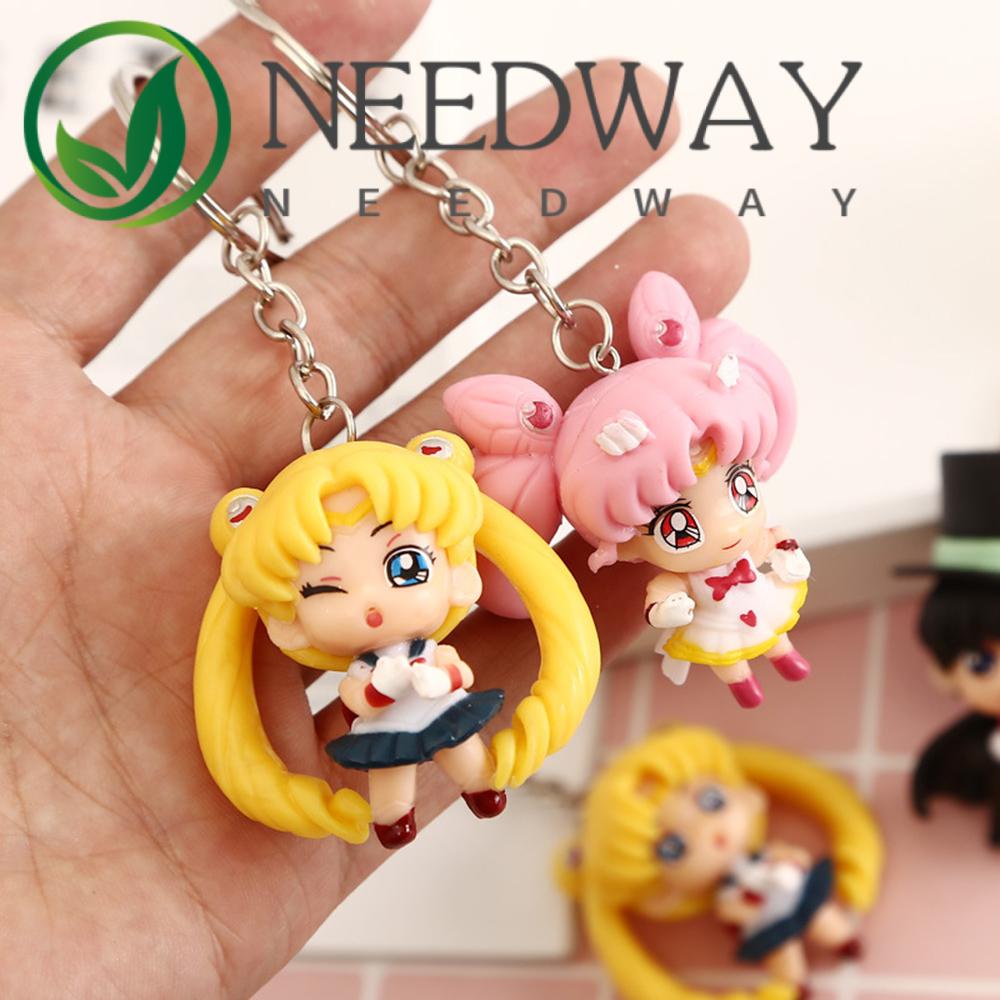 Needway  Men Sailor Moon Key Chain Kawaii Key Chains Anime Keyring Women Creative Gifts Japanese Anime Personality Cosplay Bag Pendants