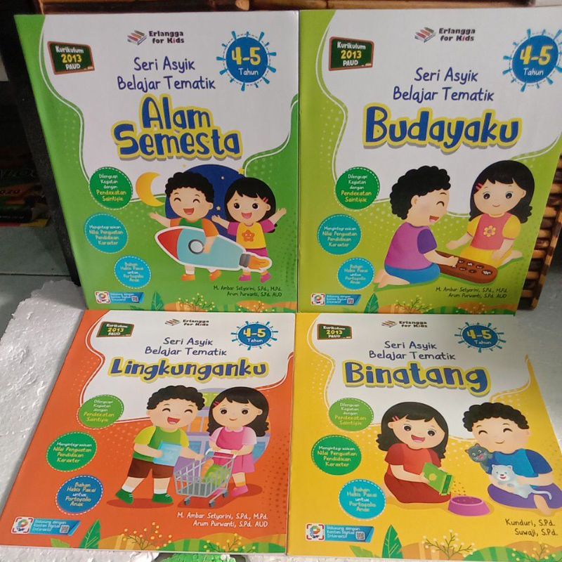 BUKU ERLANGGA FOR KIDS SERI ASYIK BELAJAR TEMATIK PAKET 8 BUKU 4-5 TAHUN KURIKULUM 2013
