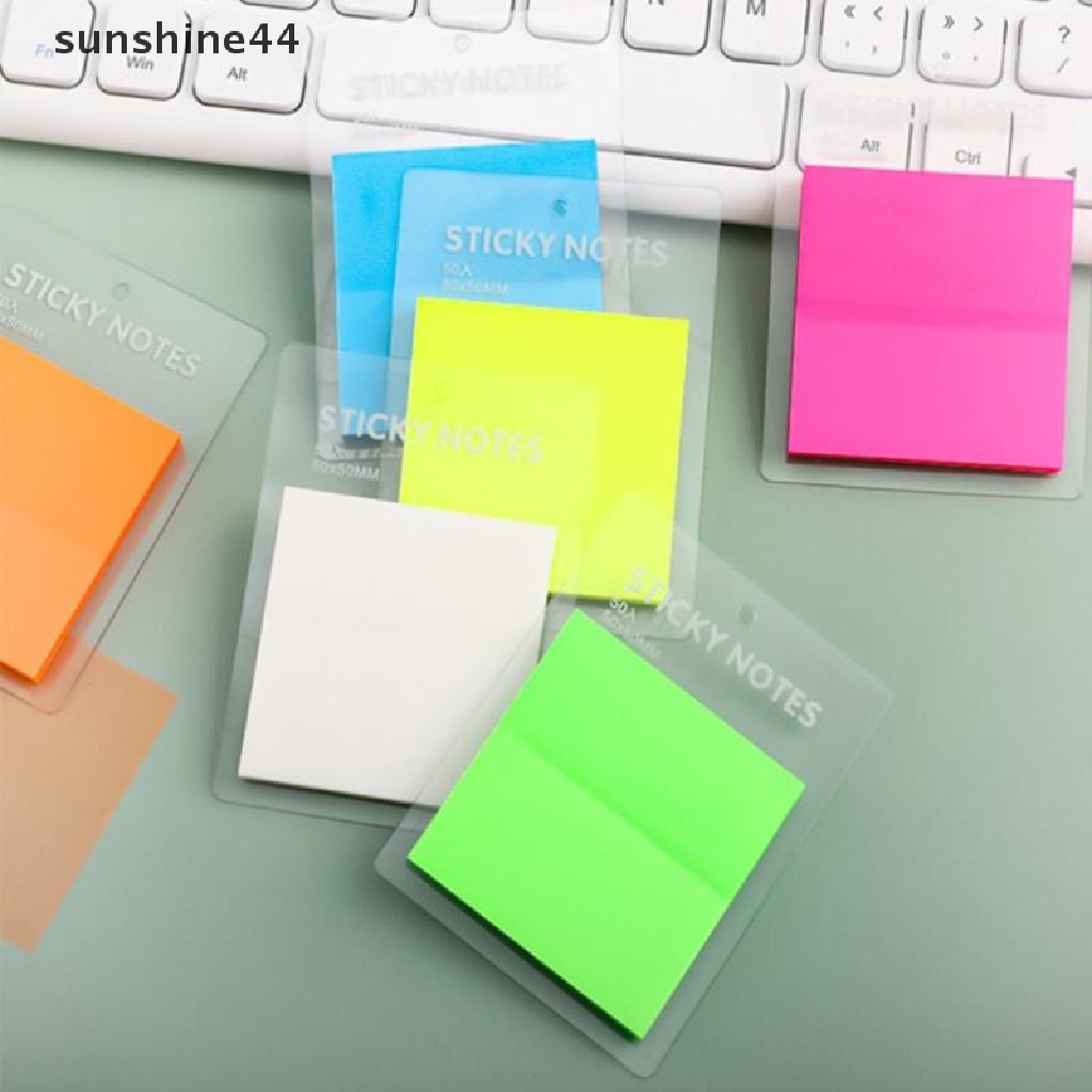 Sunshine 50 Lembar Sticky Notes Transparan Anti Air Warna-Warni