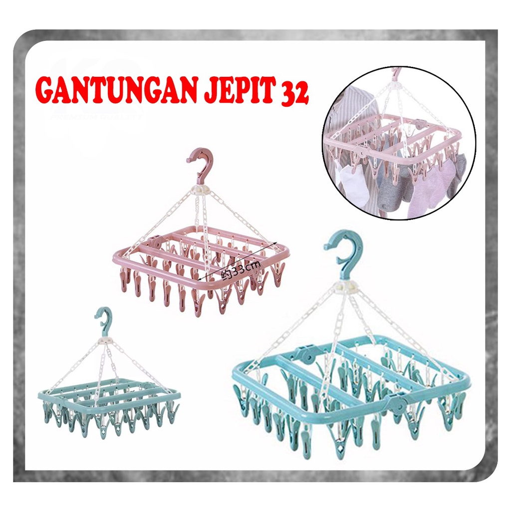 Hanger Gantungan  Serbaguna Multifungsi/Jemuran Baju 32 Jepit