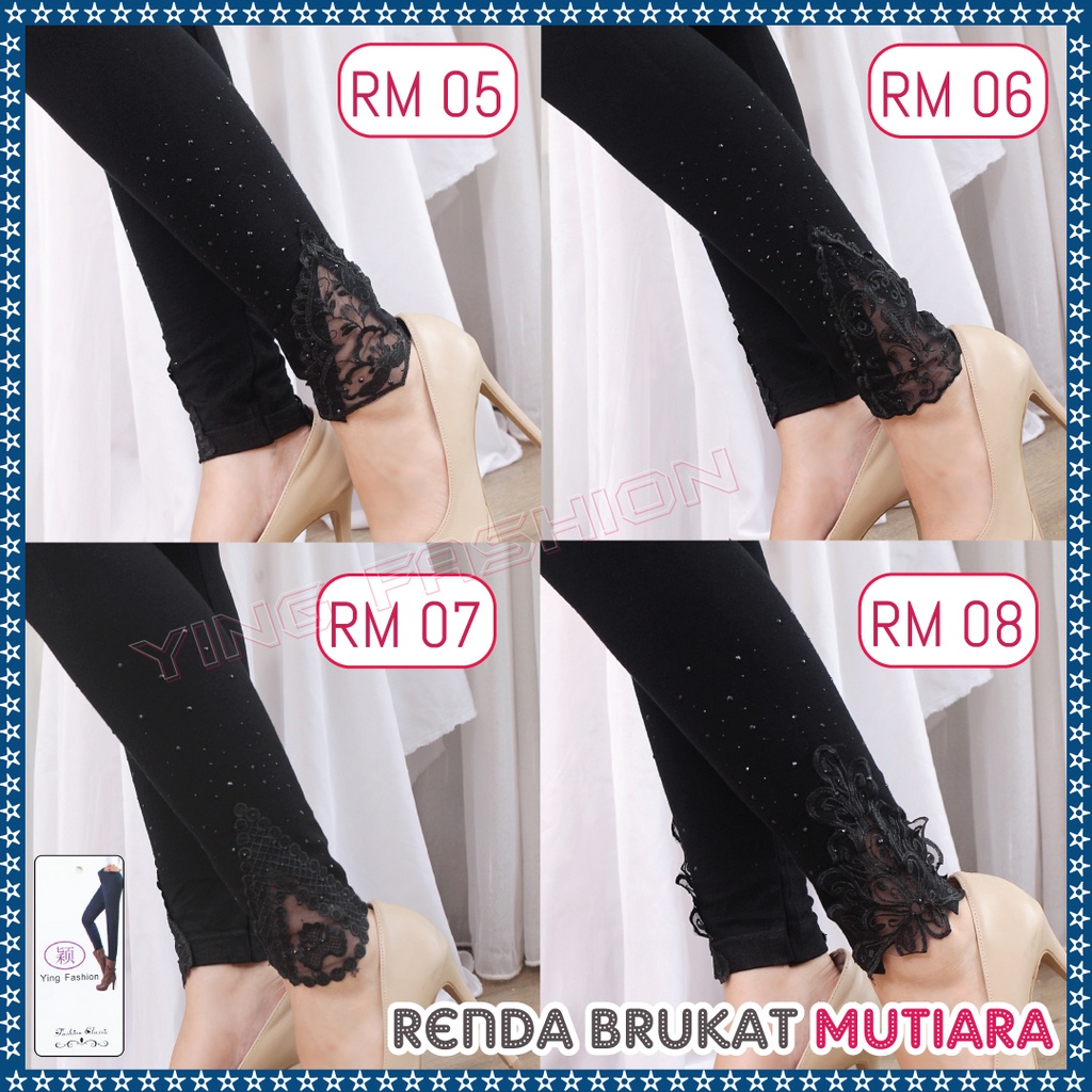 [Grosir Minim 6 pcs ] Legging Renda MUTIARA / Legging Renda kaki mutiara / Legging renda brukat / legging fashion import / legging panjang / legging wanita