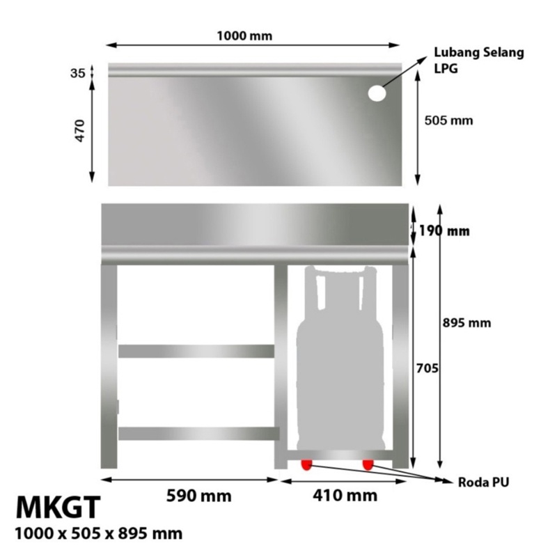 Meja Stainless Steel MrDapur MKGT