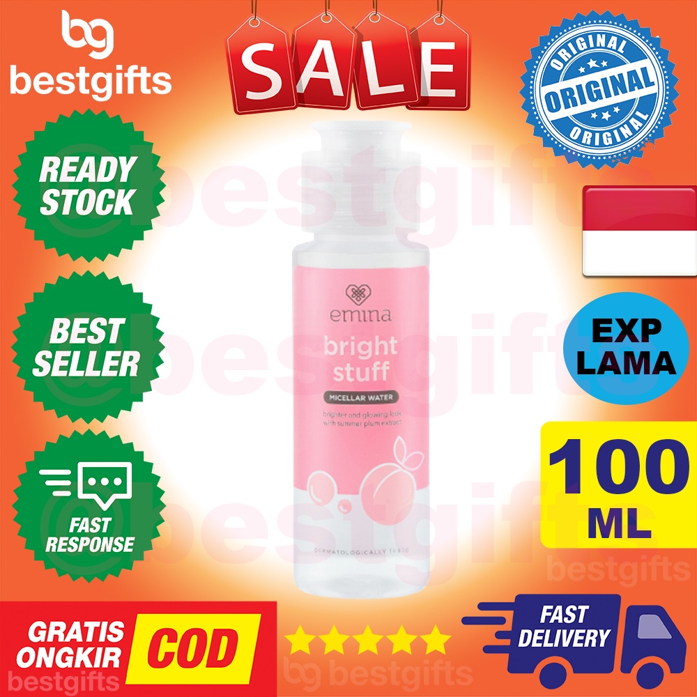 EMINA BRIGHT STUFF MICELLAR WATER MEMBERSIHKAN MAKEUP MAKE UP KOTORAN DARI WAJAH TIDAK LENGKET KULIT MUKA 100 ML