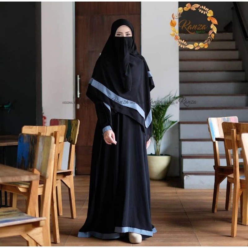 Fatimah Syar'i By Khanza Set syari Khimar Segiempat