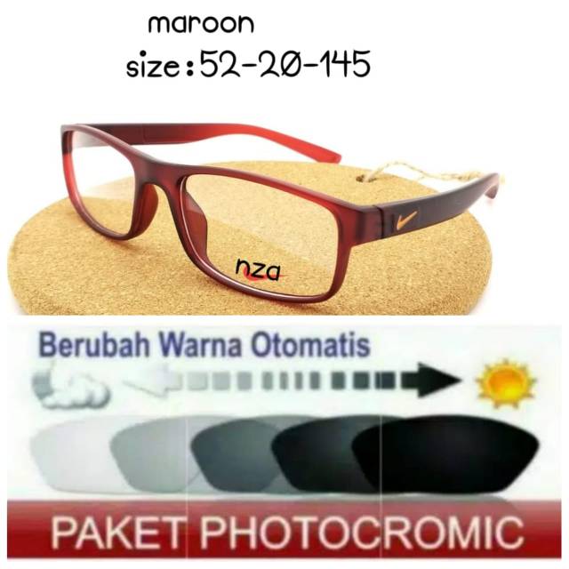 Frame Kacamata Pria Sporty Free Lensa Photocromic Minus Anti UV Plus Kaca mata Terbaru