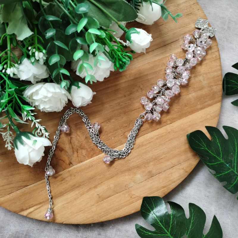 Syaira brooch / bros dagu juntai panjang-Baby pink