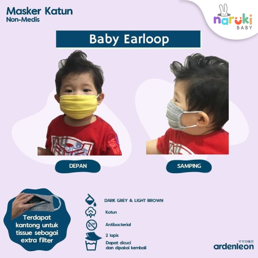 Masker Kain Katun Ardenleon Bayi Anak Dewasa Hijab Arden Leon Non Medis