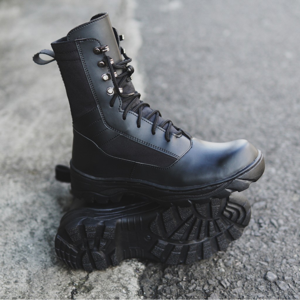 BISA COD !!! SEPATU PRIA BOOTS SAFETY BLACK FORCE HAWK SEPATU TINGGI ZIPPER