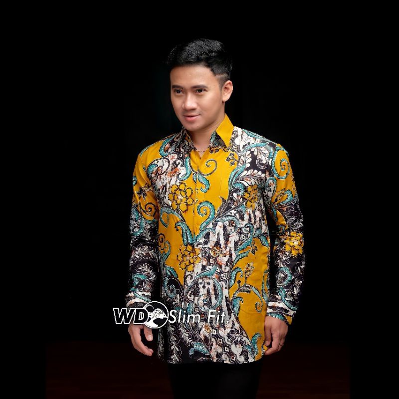 Batik Pria Lengan Panjang BATIK NAKULA HRB026 motif KERATONAN Kode 002 size M L XL XXL Reguler butikdian