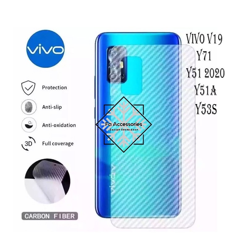 Skin Carbon Vivo V19 y71 Y51 Y51A Y53S a 2020 Skin Carbon antigores belakang back skin carbon