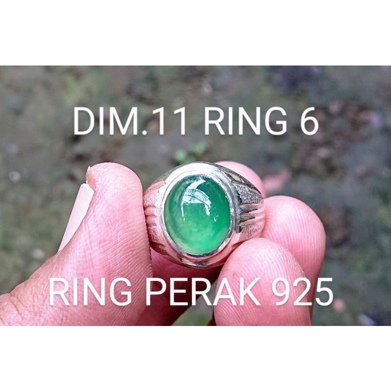 NATURAL HIJAU IJO GARUT OHEN RING PERAK 925 HANDMADE SIZE 6