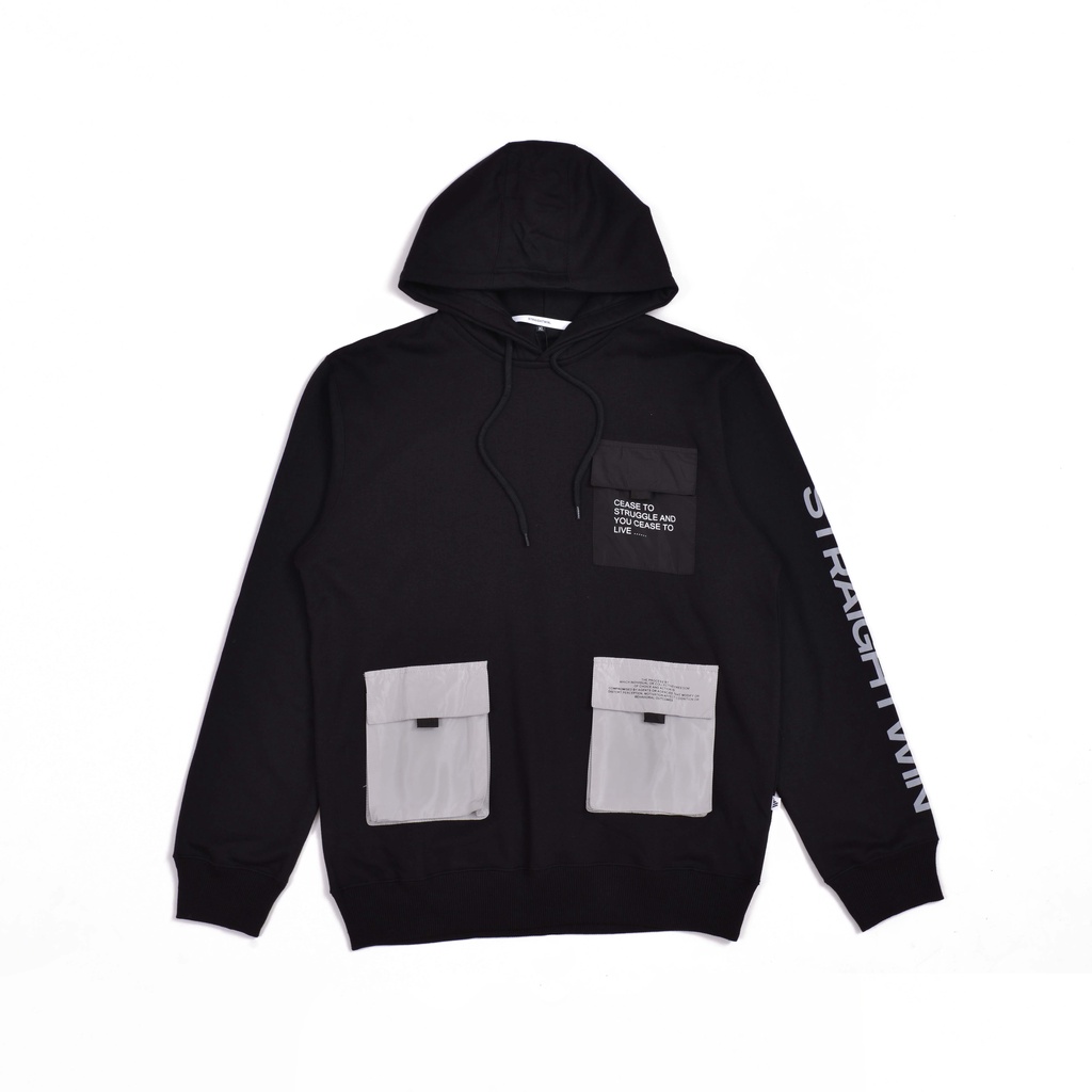 Straightwin - Sweater Hitam Struggle pria Black Hoodie