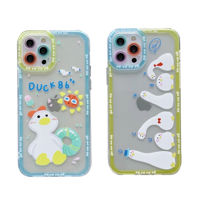 Cute Duck Angel eyes Shockproof Straight Cube Case iPhone 12 Pro Max 11 8plus 7plus 6 6s Plus 7 8 XR X XS MAX SE 11Pro Max iPhone 12 Mini TPU Soft Casing