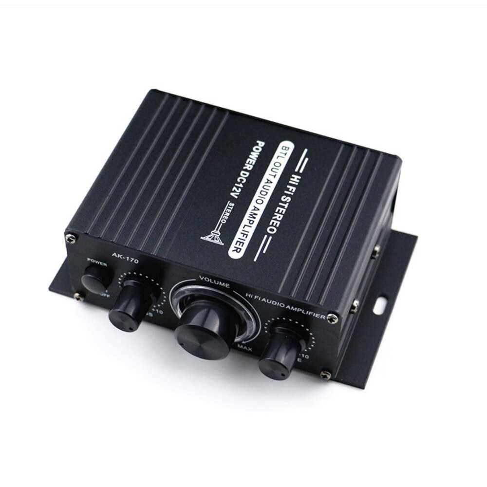 HiFi Mini Stereo Car Amplifier Treble Bass Booster - AK-170 / Amplifier Mobil Mini Non Bluetooth Rakitan Karaoke Remote 12 Volt Super Bass Import Original 4 Chanel Class D / Pengeras Suara Speaker Mobil