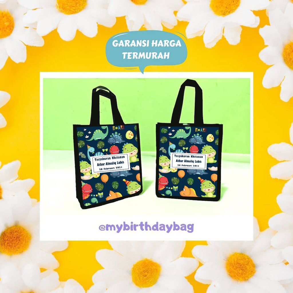 TAS ULTAH PROMO DISKON SOUVENIR MURAH DINOSAURUS GOODIE BAG TOTE BAG DISKON PROMO MURAH-1
