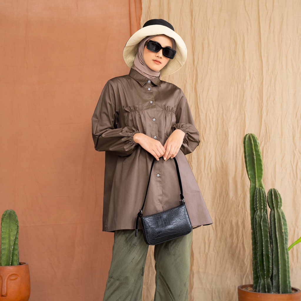 Maydee Tunik Aiko Couple Atasan Tunik Couple Kasual Premium-Aiko Caramel