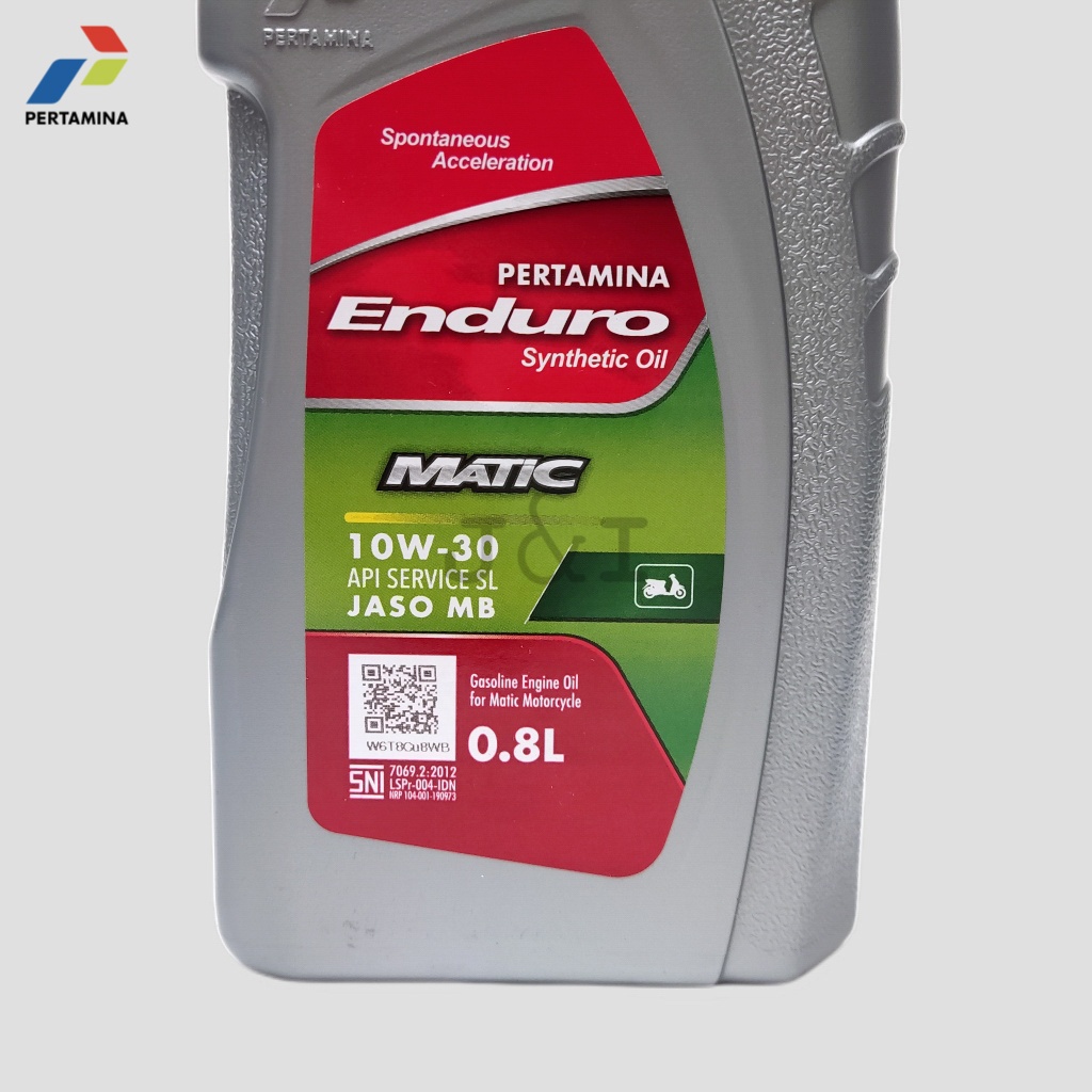 Oli Pertamina Enduro Matic 10W-30 API SL JASO MB 0,8 Liter