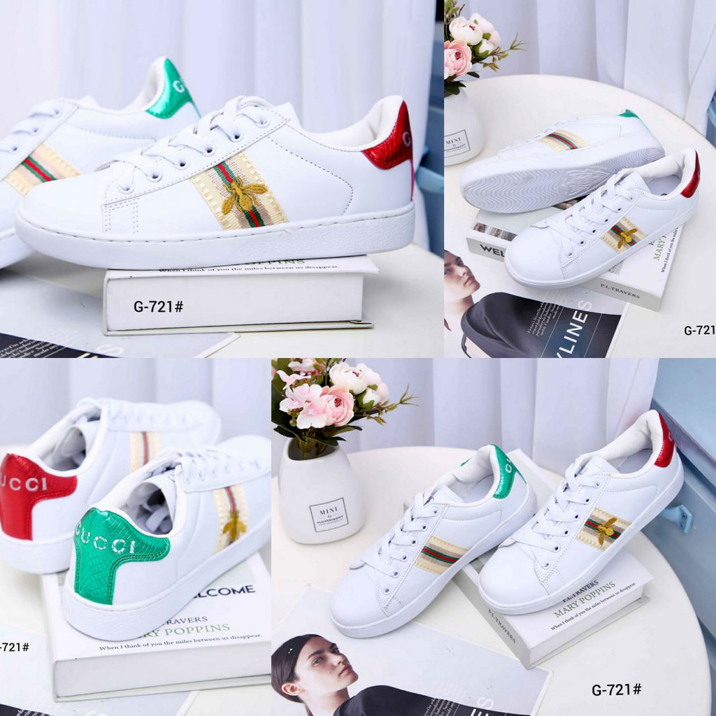 SEPATU WANITA-SEPATU IMPORT- GUCCI Sneakers Gold Bee G-721