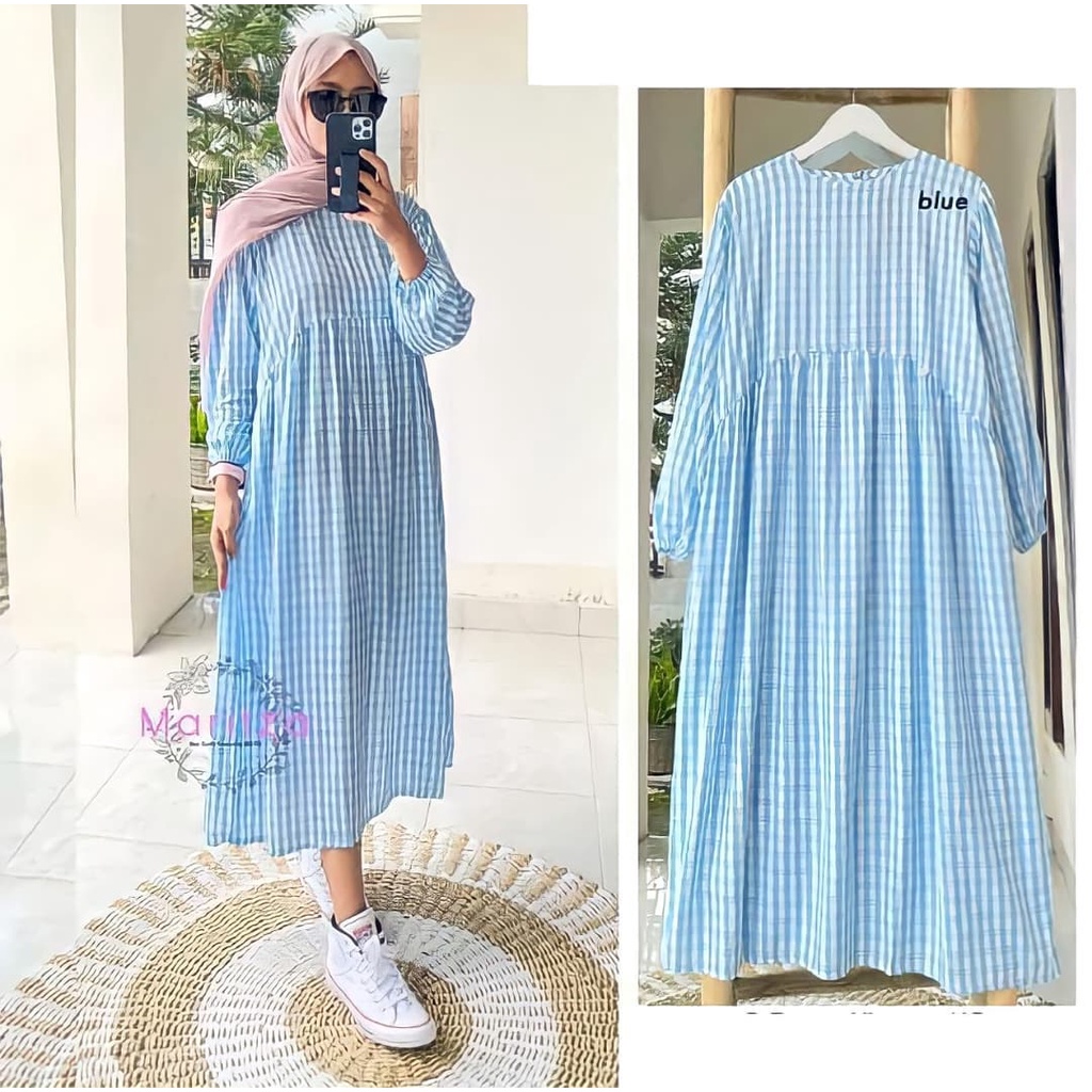 AMELIA LONG TUNIK BAHAN KAIN KATUN KOTAK OVERSIZE Tunik Wanita Korean Style Tunik Wanita Terbaru Kek