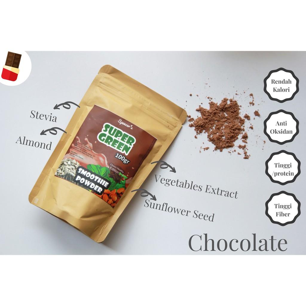 

Smoothie Powder / Super Green / Spencer / Minuman Sehat / Minuman Diet / Bubuk Coklat