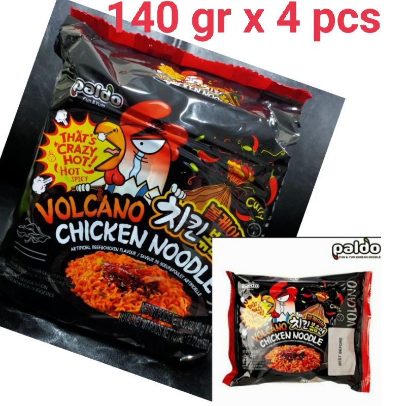 

paldo volcano chicken noodle 140gr x 4 PCs/mie korea