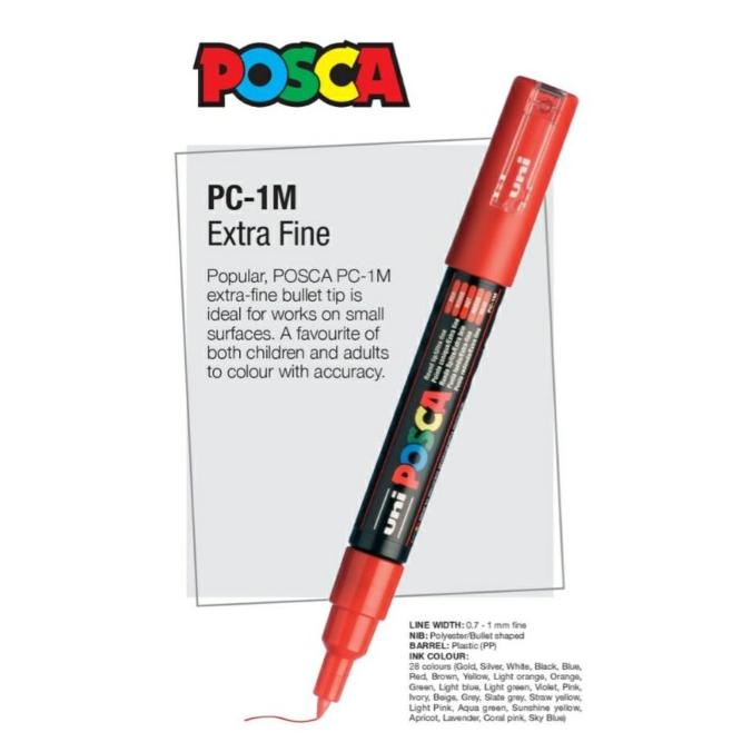 

PERALATAN MENGGAMBAR UNI POSCA PAINT MARKER PC-1M - EXTRA FINE POINT, NIB SIZE : 0.7MM PERALATAN