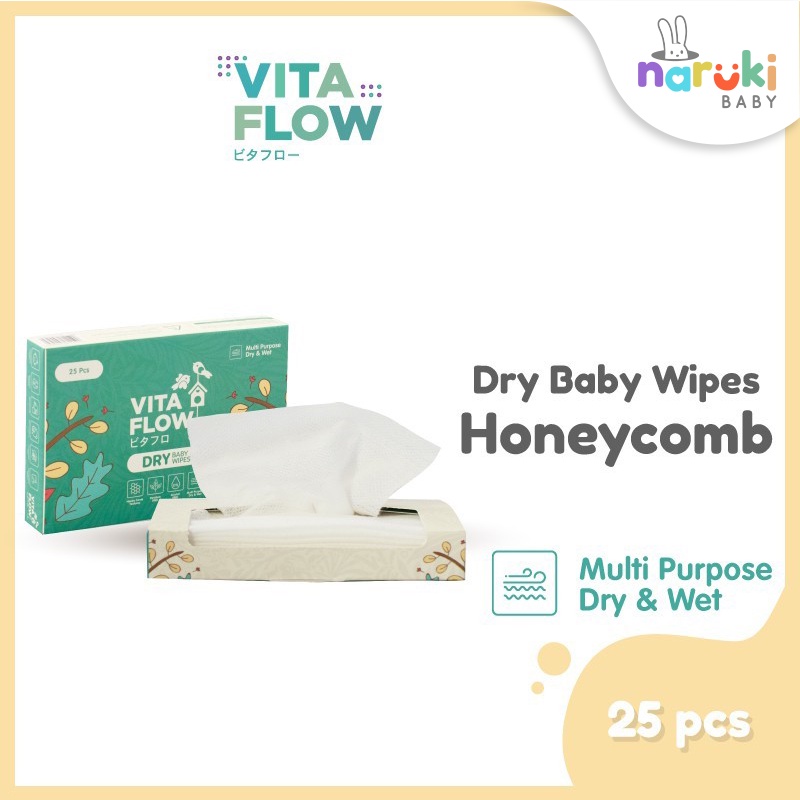 Vitaflow Baby Wipes Dry &amp; Wet Tissue Honeycomb 25 sheets Vita Flow