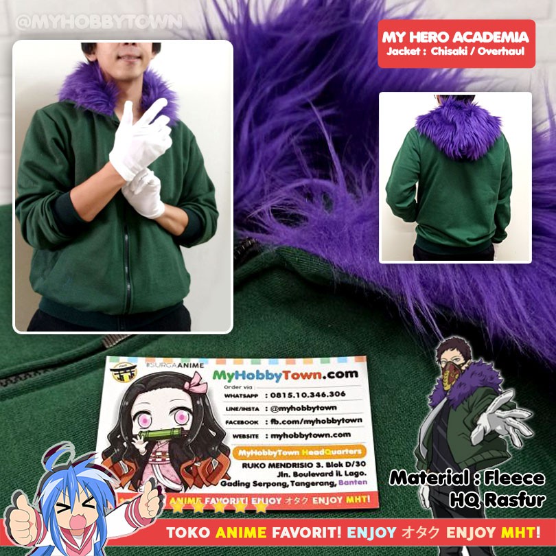 Jaket Anime Boku no Hero Academia - Kai Chisaki Overhaul + GLOVE - Jacket Bulu HQ - myhobbytown