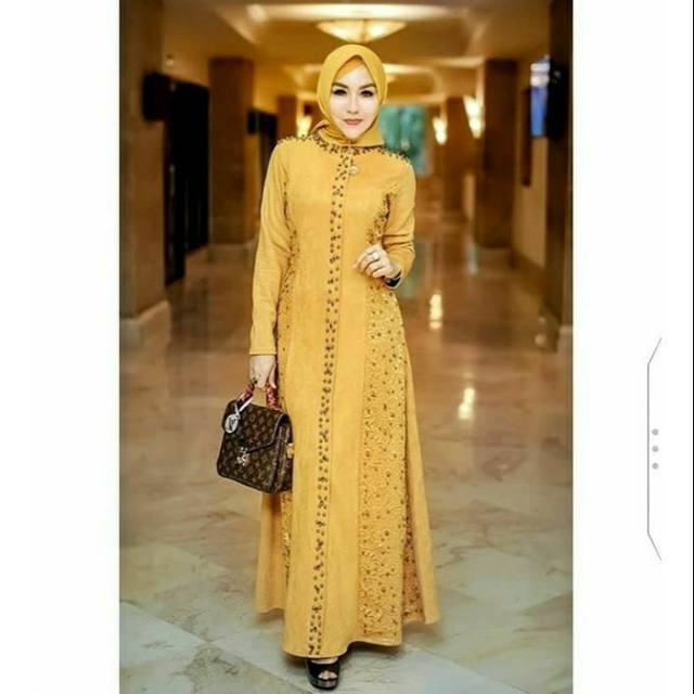 GAMIS SUEDE SHELLASAUKIA BROKAT BORDIR ORIGINAL By SHELLASAUKIA
