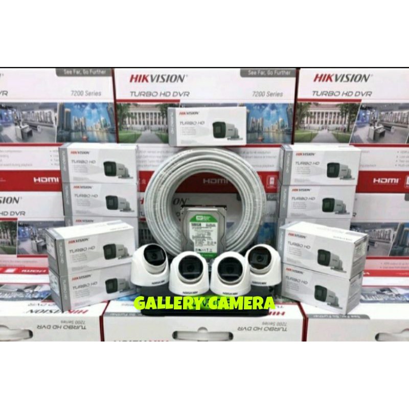 PAKET CCTV HIKVISION 4 CHANNEL 4 KAMERA HIKVISION INDOOR 1080P HD 2MP