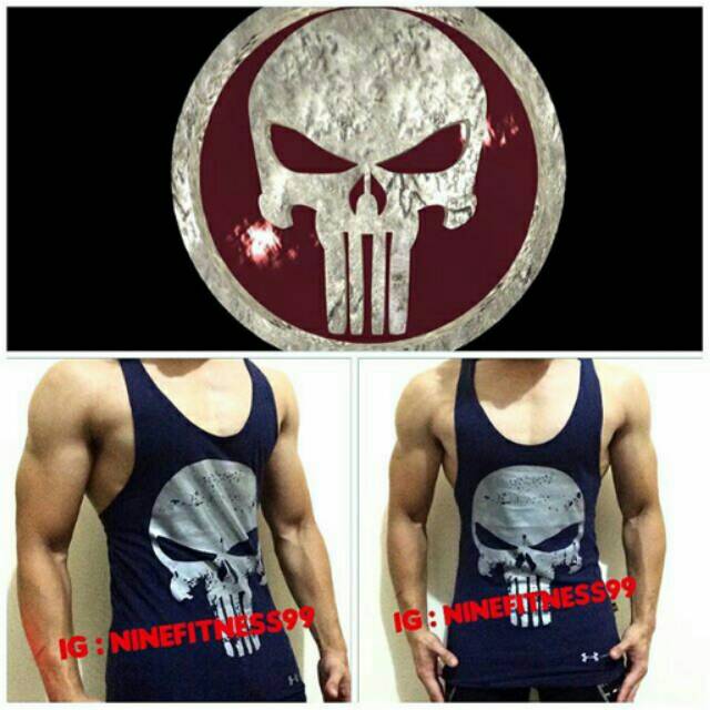 Singlet gym fitness under armour punisher dongker
