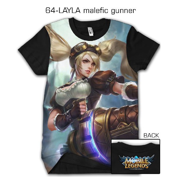 Kaos Mobile Legend kaos 3d game mobile legend legends LAYLA MALEFIC GUNNER - 64 Baju Keren Cowok