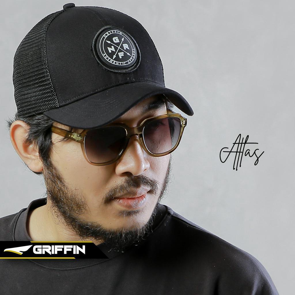 Topi Trucker Pria Hitam Keren Sablon High Density Timbul &amp; Bordir Keren Atlas by Griffin Apparel