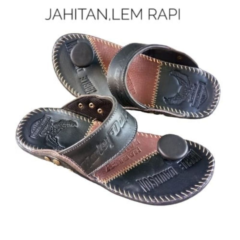 sandal kulit pria/ sandal jamur HR 11/ sandal jepit kulit/ sandal Harley Davidson