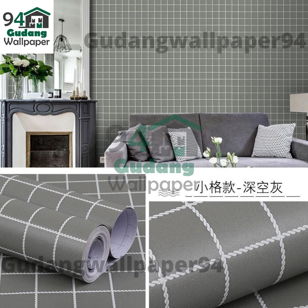 (PROMO COD) Wallpaper Dinding Sticker Dinding Bata Abu Kotak/ Wallsticker Grey Square