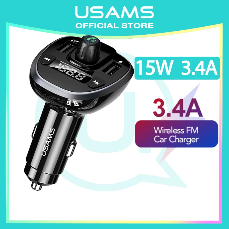 USAMS  Original Car Charge C21 aksesoris mobil Bluetooth audio Dual USB Car Charger FM Transmitter MP3 Player carger mobil bluetooth Ori For mobile phone/tablet