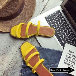  Sandal  Wanita  Flat Slop Ring Suede BG04 Sendal Kekinian  