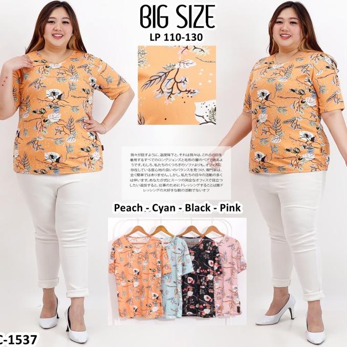 kaos wanita big size jumbo motif bunga