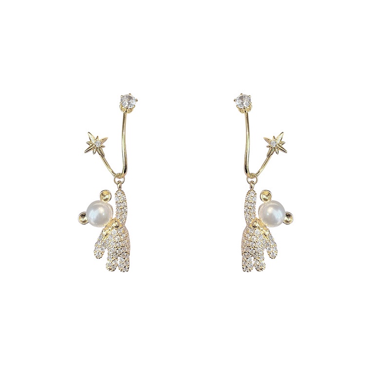 Busur simpul anting beruang lucu fashion temperamen gadis anting bintang