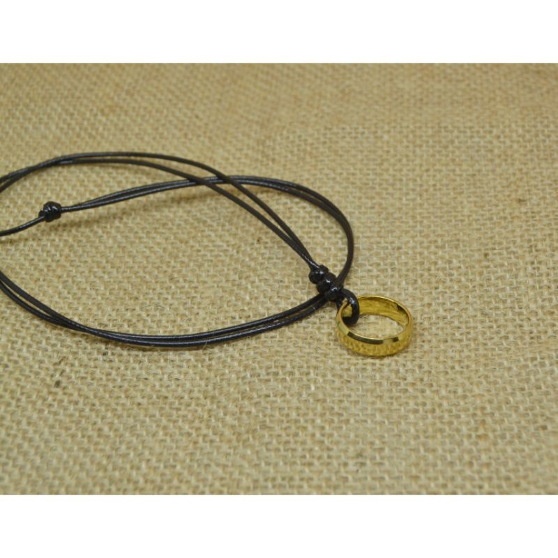 Kalung Tali Pria Keren Cowok Liontin Cincin Ring Couple Necklace Titanium Stainless Steel Premium