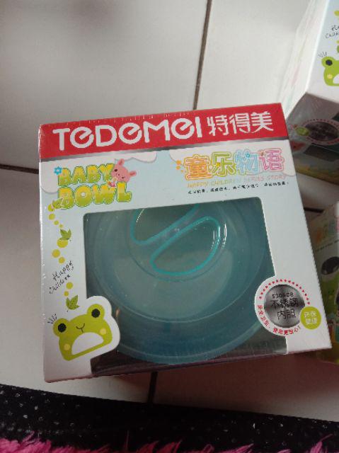 Mangkok Bayi Stainless Tedemei Stainless 6110 Blue Pink Green.