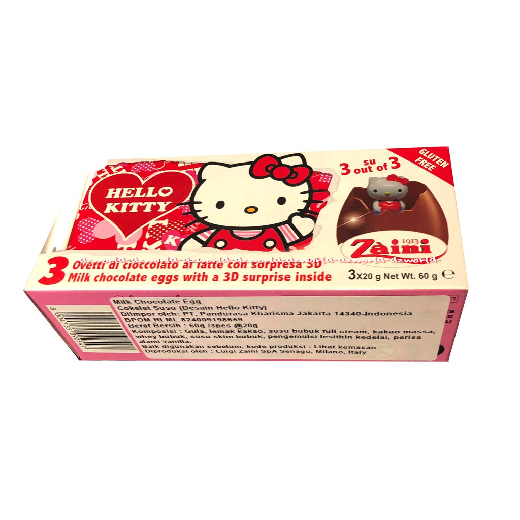 Zaini Hello Kitty Coklat Telor Egg Chocolate berisi 3 coklat telor Helo Kity Kitty Kiti Zainy HK Eggs