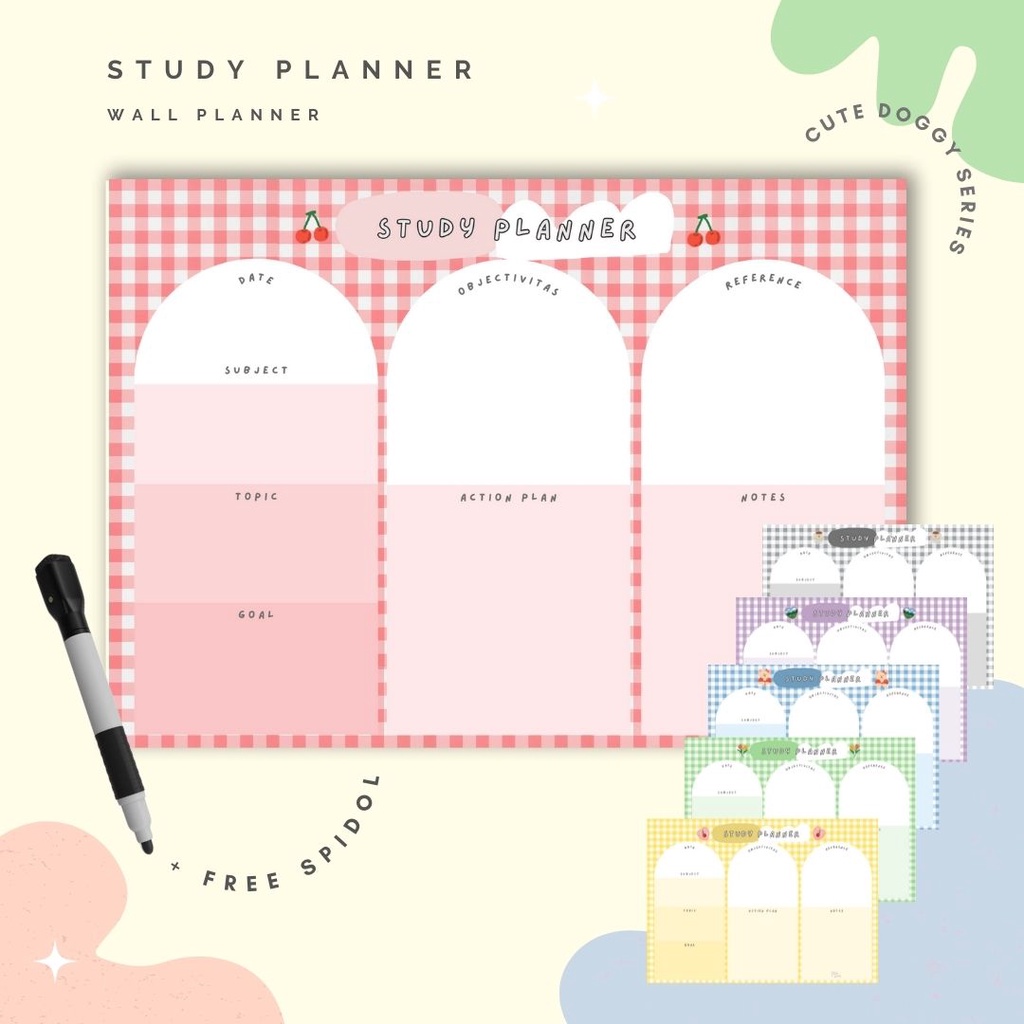 

Wall Planner Solucine - Picnic Series (3) - Study Planner, To do List, Shopping List - Free spidol + Reuseable - A3 / A4