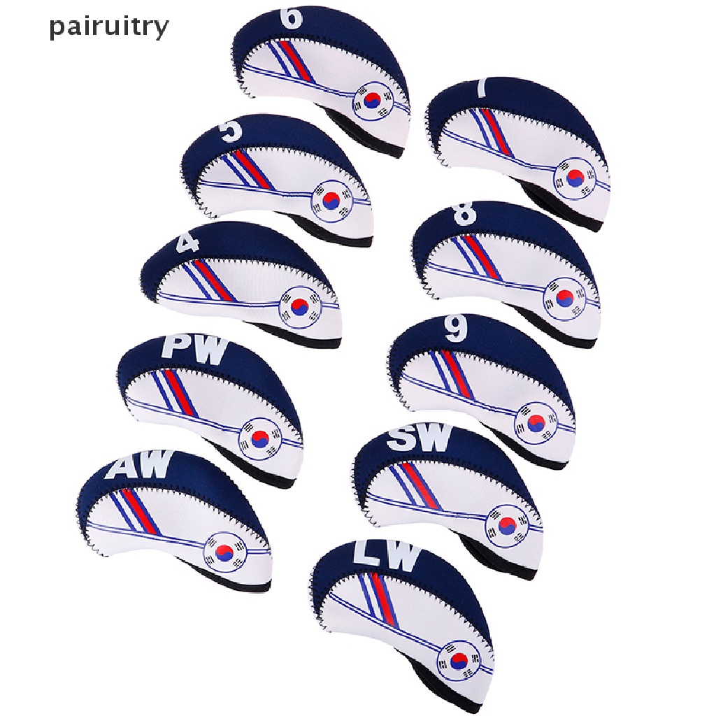 Prt 10Pcs / set Cover Pelindung Kepala Tongkat Golf Bahan Neoprene  Prt Buku Literatur Klasik