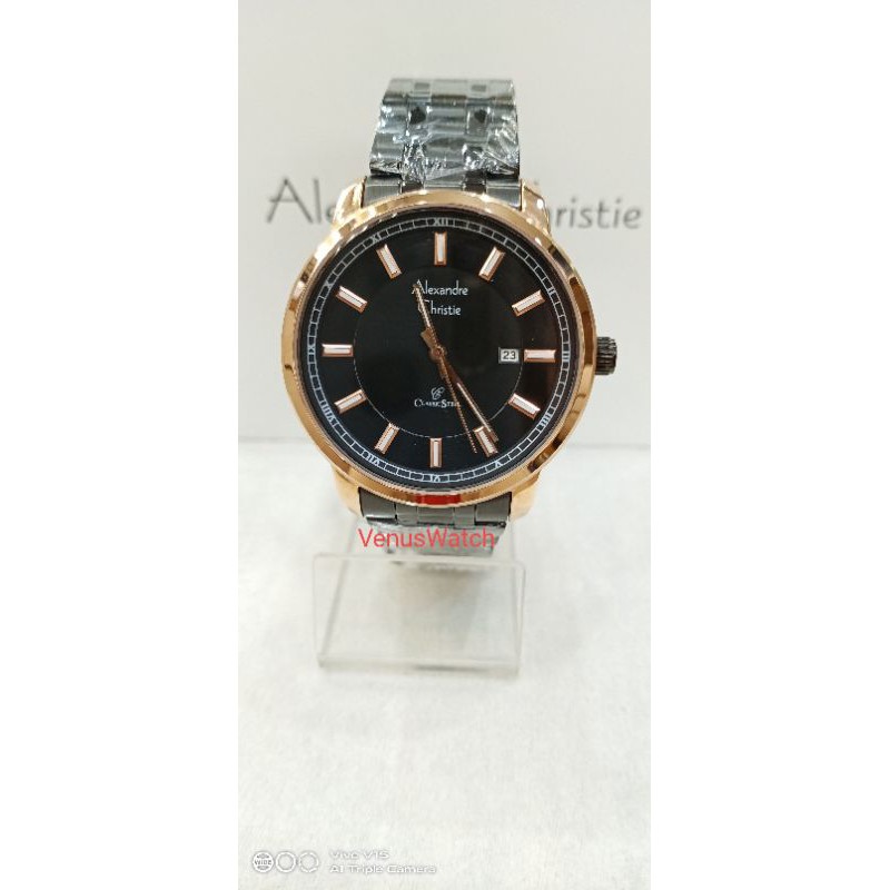 BEST SELLER JAM TANGAN PRIA ORIGINAL  ALEXANDRE CHRISTIE 8511MD BLACK ROSEGOLD