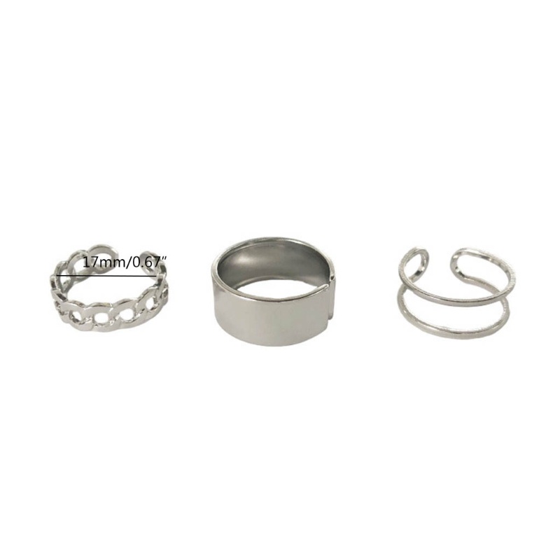 3pcs / Set Cincin Warna Silver Gaya Vintage Korea Untuk Wanita